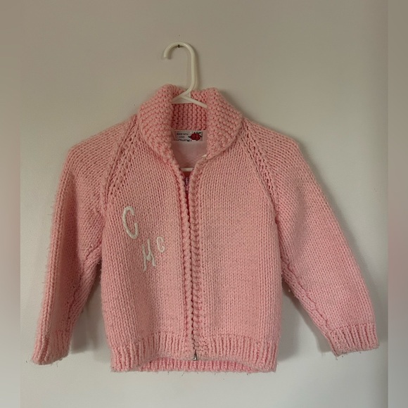 Vintage Child's Cowichan-Style Handknit Kitty- Button Up Handmade Sweater - Picture 2 of 7